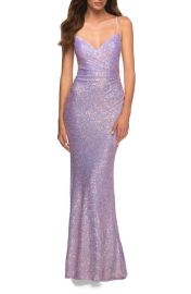 La Femme Sequin Sleeveless Gown in Light Periwinkle Size 2 at Nordstrom