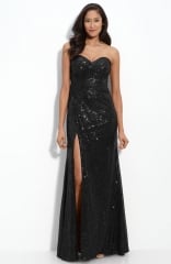 La Femme Strapless Sequin Gown in black at Nordstrom