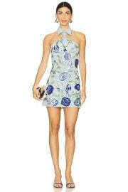 La Fuori Naia Floral Halter Dress In Periwinkle Blue at Revolve
