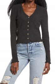 La La Land Creative Co Crop Lettuce Edge Cardigan   Nordstrom at Nordstrom