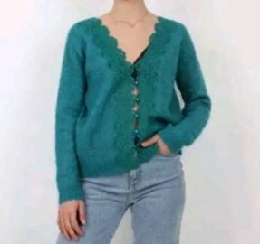 La Maille Sezane Fuzzy Top Turquoise Green Kid Mohair Wool Blend Size XL eBay at eBay