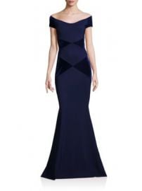 La Petite Robe di Chiara Boni - Off-the-Shoulder Colorblock Gown at Saks Fifth Avenue