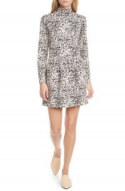 La Vie Rebecca Taylor Animal Print Long Sleeve Mock Neck Jersey Dress   Nordstrom at Nordstrom