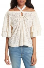 La Vie Rebecca Taylor Eyelet Cotton Off the Shoulder Top at Nordstrom