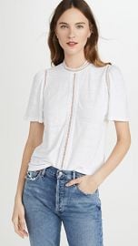 La Vie Rebecca Taylor Short Sleeve Lace Linen Jersey Tee at Shopbop