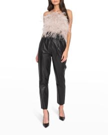 LaMarque Zaina Ostrich Feather Bustier Top at Neiman Marcus