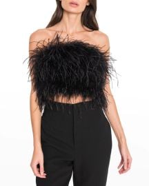 LaMarque Zaina Ostrich Feather Bustier Top at Neiman Marcus