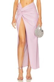 LaPointe Faux Leather Long Twist Sarong Skirt in Blossom at Revolve