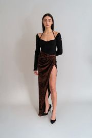 LaQuan Smith  Maxi Skirt with Wrap Hip Detail                       at George C