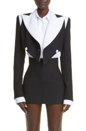 LaQuan Smith Colorblock Double Breasted Cropped Blazer Jacket at Nordstrom