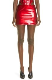 LaQuan Smith Low Slung PVC Miniskirt in Crimson  at Nordstrom