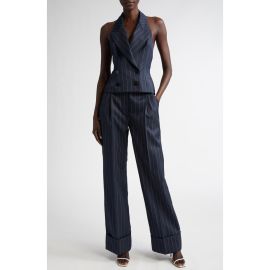 LaQuan Smith Pinstripe Pleated Wide Leg Trousers at Nordstrom