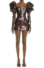 LaQuan Smith Puff Long Sleeve PVC Minidress at Nordstrom