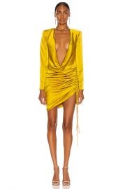 LaQuan Smith Ruched Cowl Neck Mini Dress in Moss   FWRD at Forward