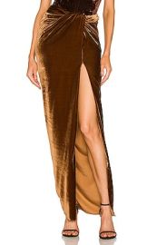 LaQuan Smith Ruched Wrap Maxi Skirt in Bronze at Revolve