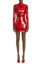 LaQuan Smith Sequin Mock Neck Long Sleeve Minidress at Nordstrom