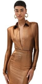 LaQuan Smith Shrunken Blouse Bodysuit Copper M at Shopbop