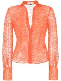 LaQuan Smith floral-lace semi-sheer Shirt - at Farfetch