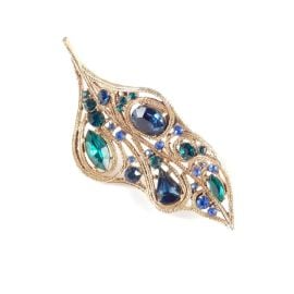 LaRoco Vintage Paisley Rhinestone Leaf Brooch Pin at Ruby Lane