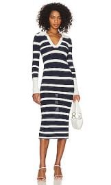 Lacademie Arlie Striped Midi Knit Dress In Navy White at Revolve