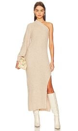 Lacademie Feride One Shoulder Midi Dress In Oatmeal at Revolve