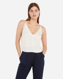 Lace Banded Bottom Cropped Cami at Express