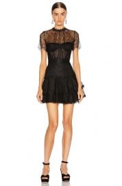 Lace Bustier Mini Ruffle Dress by Jonathan Simkhai at Forward