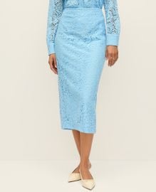 Lace Column Midi Skirt in Blue Air at Ann Taylor