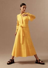 Lace Fit And Flare Midi Dress Belt MEEM Dandelion at ME+EM