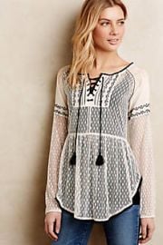 Lace-Front Peasant Blouse at Anthropologie