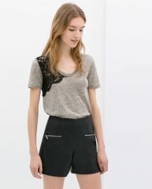 Lace Linen T-shirt at Zara