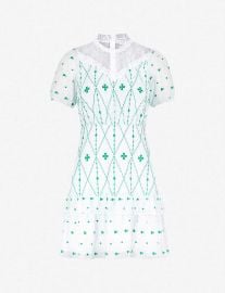 Lace-Panelled Embroidered Crepe Mini Dress by Sandro at Selfridges