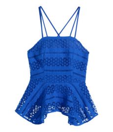 Lace Peplum Top in blue at H&M