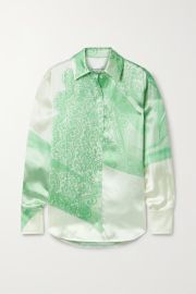 Lace Print Oversize Button-Up Shirt by Victoria Beckham at Net A Porter