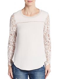 Lace Silk Mixed Media Top at Saks Off 5th