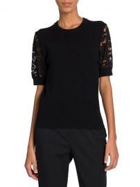 Lace-Sleeve Cashmere-Blend Knit at Saks Fifth Avenue