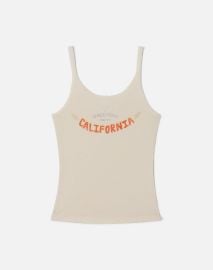 Lace Strap quotGreetings From CAquot Tank - Vintage White REDONE at Re/Done