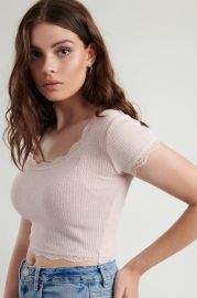 Lace Trim Crop Tee at Garage