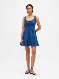Lace-Trim Tiered Mini Dress at GAP