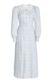 Lace-Trimmed Houndstooth Silk Maxi Dress By Alessandra Rich at Moda Operandi