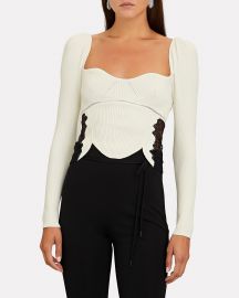 Lace-Trimmed Rib Knit Top at Intermix