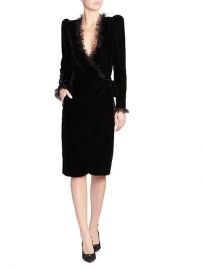 Lace-Trimmed Velvet Wrap Dress by Saint Laurent at Saks Fifth Avenue