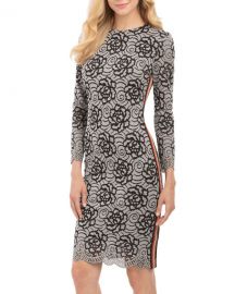 Lace Two-Tone Dress with Ribbon Stripe by Nicole Miller at Last Call