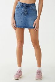 Lace-Up Denim Mini Skirt at Forever 21