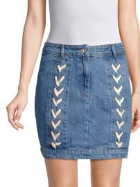 Lace-Up Denim Mini Skirt at Saks Off 5th