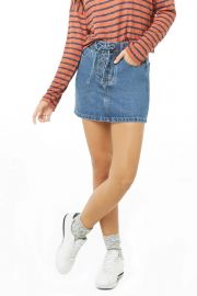 Lace-Up Denim Skirt by Forever 21 at Forever 21