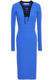 Lace-Up Ribbed-Knit Midi Dress by Diane von Furstenberg at The Outnet