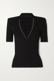 Lace-Up Ribbed-Knit Top by Balmain at Net A Porter