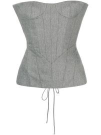 Lace-Up Wool-Blend Flannel Bustier Top In Gray by Balmain at Net A Porter