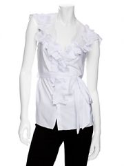 Lace back ruffle blouse at Last Call